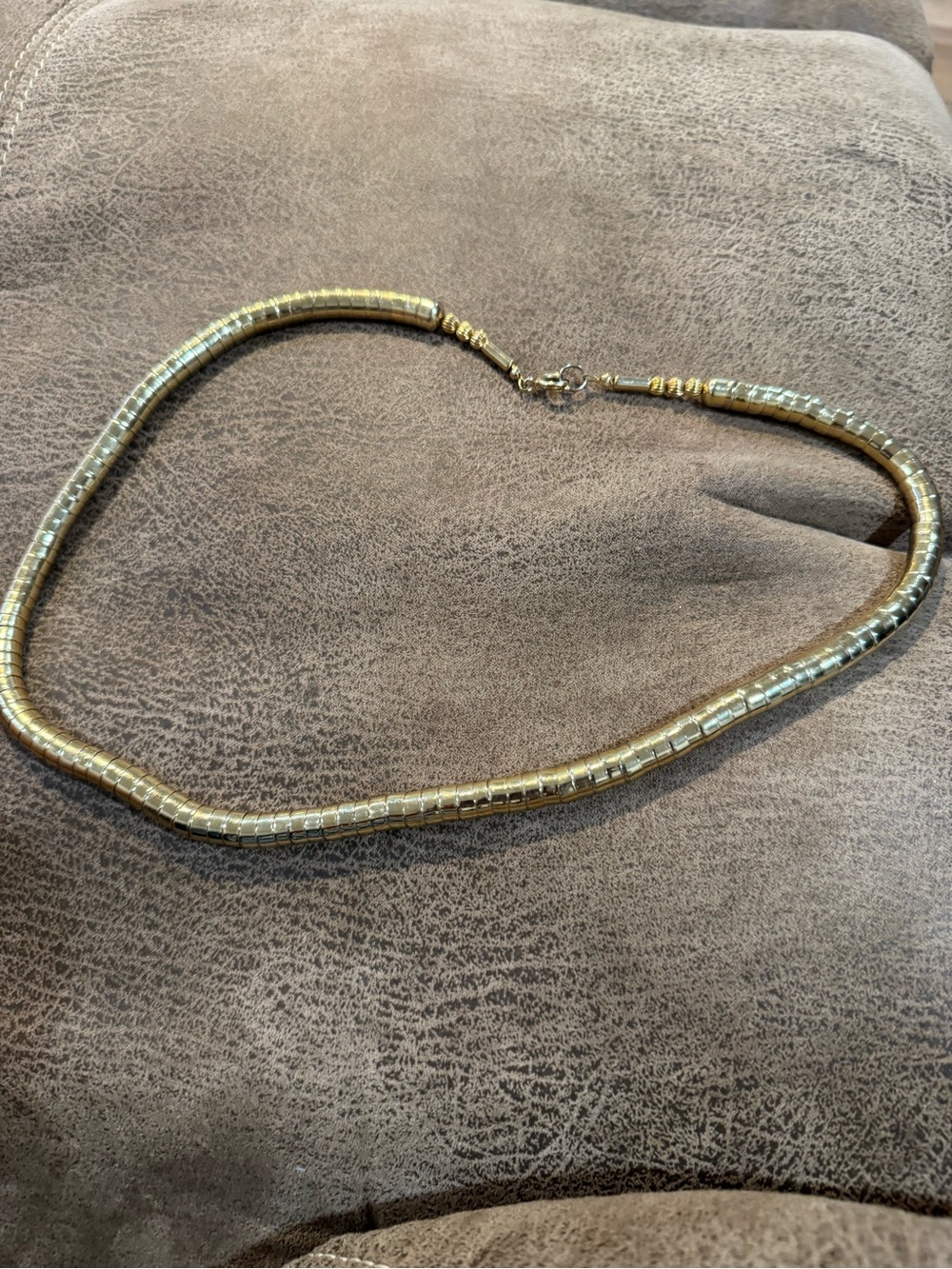 Gold Beaded Tube Necklace - Unbranded